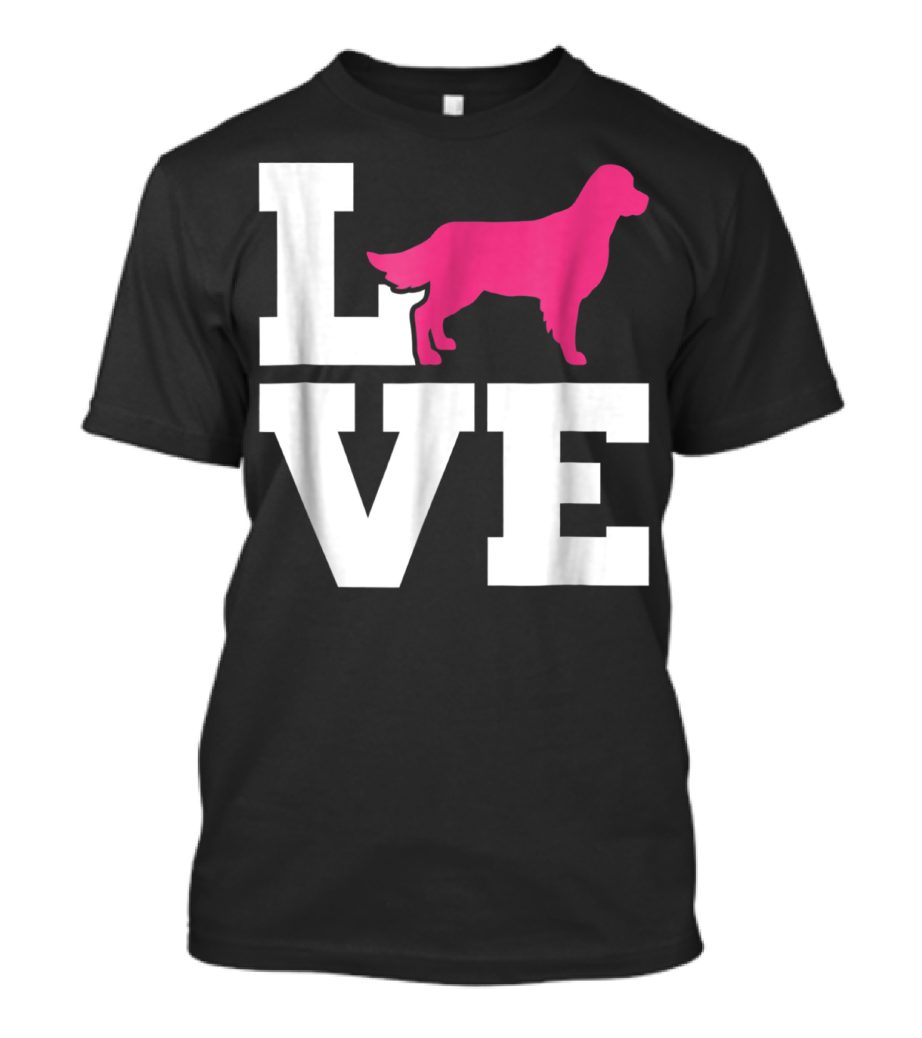 Golden Retriever Love Silhouette In Pink T-Shirt