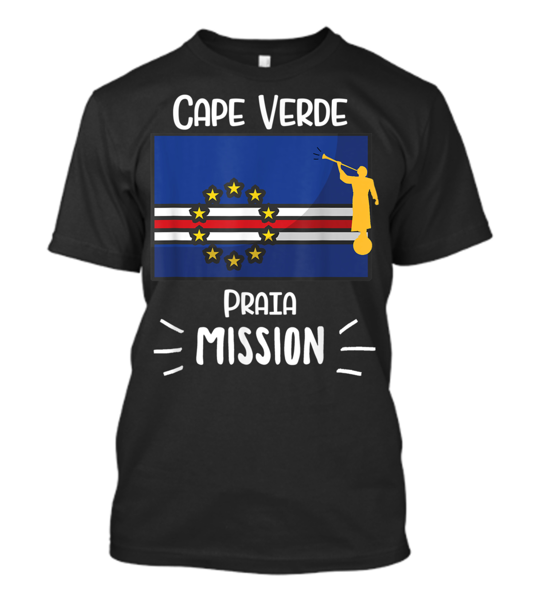 Cape Verde Praia Mission Flag And Angel Moroni T-Shirt