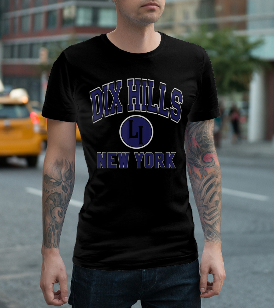 Dix Hills New York LI Varsity Style Navy Blue T-Shirt