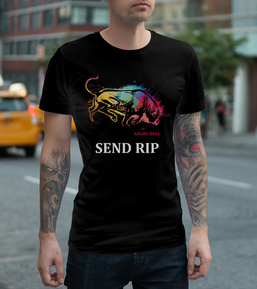 Angry Bull Send Rip Girls Multicolor Charging Bull T-Shirt
