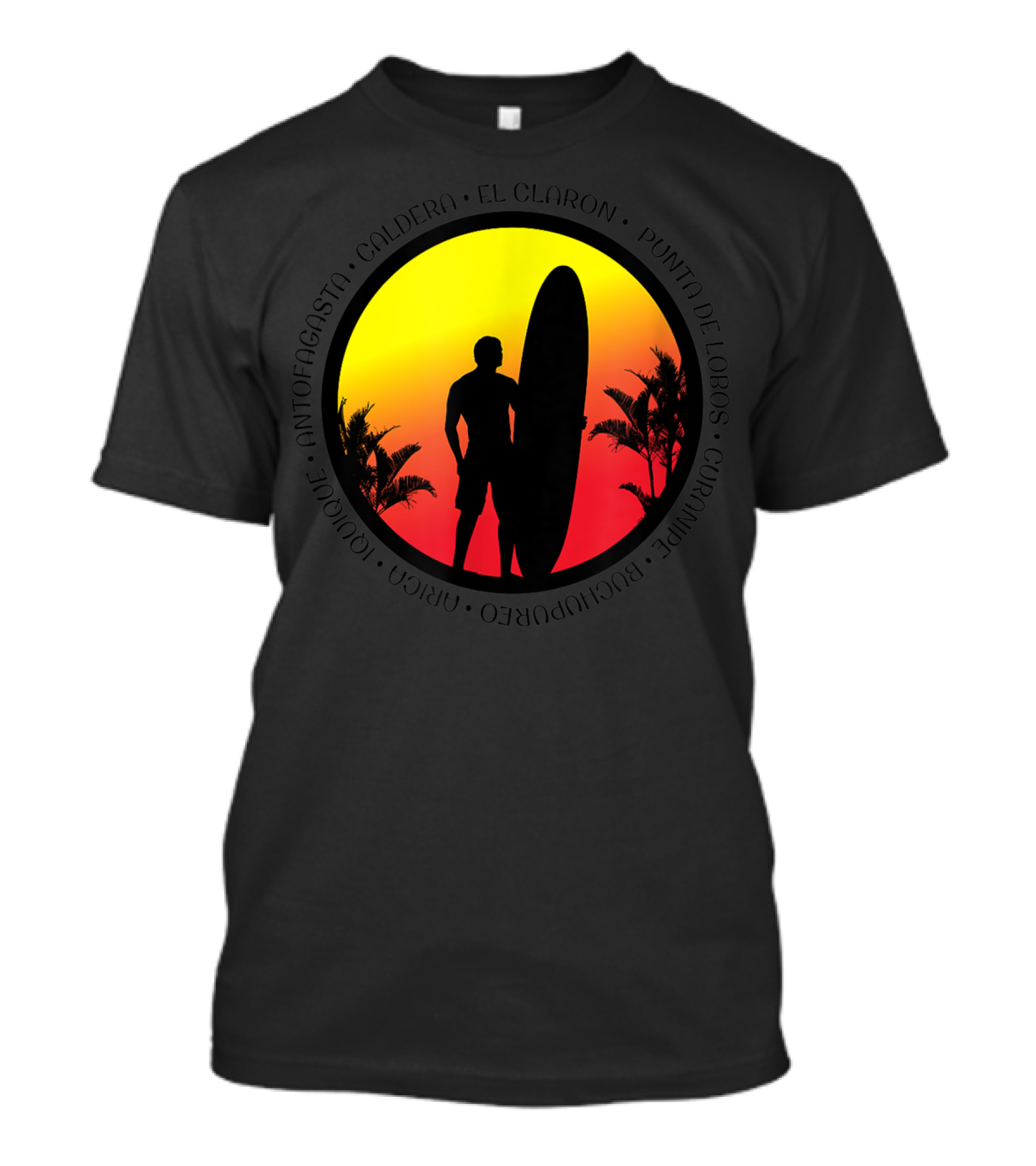 Antofagasta Caldera Surf Silhouette El Claro Punta De Lobos Curanilahue T-Shirt