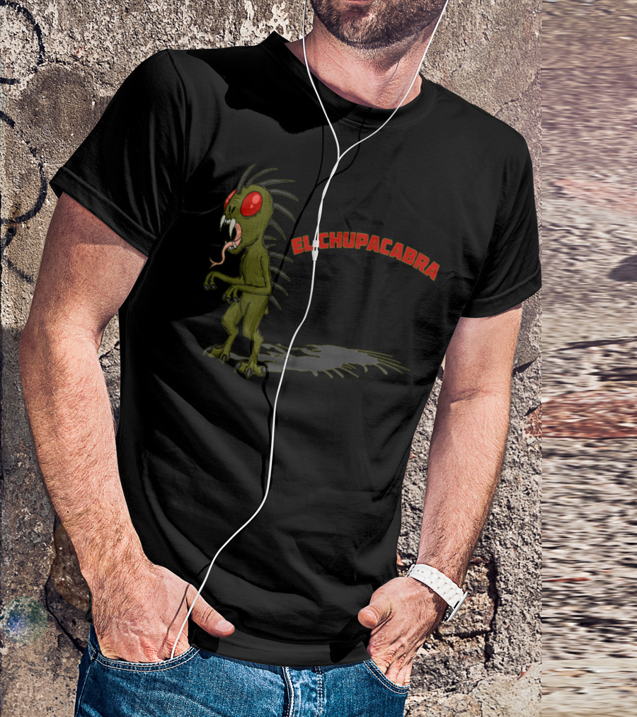 El Chupacabra Stands Fangs Bared Red Eyes Scary T-Shirt