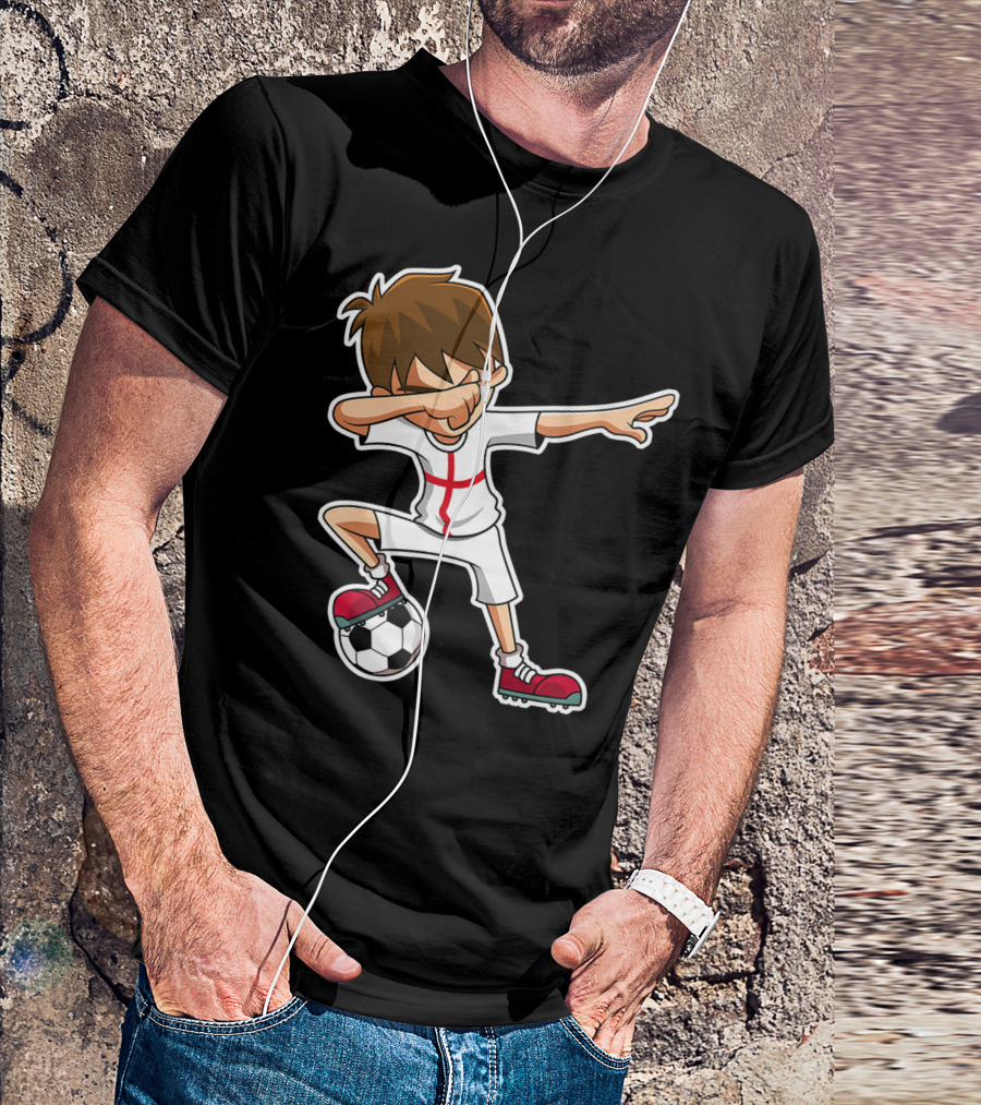 Dabbing Soccer Boy England Jersey English Flag Football T-Shirt