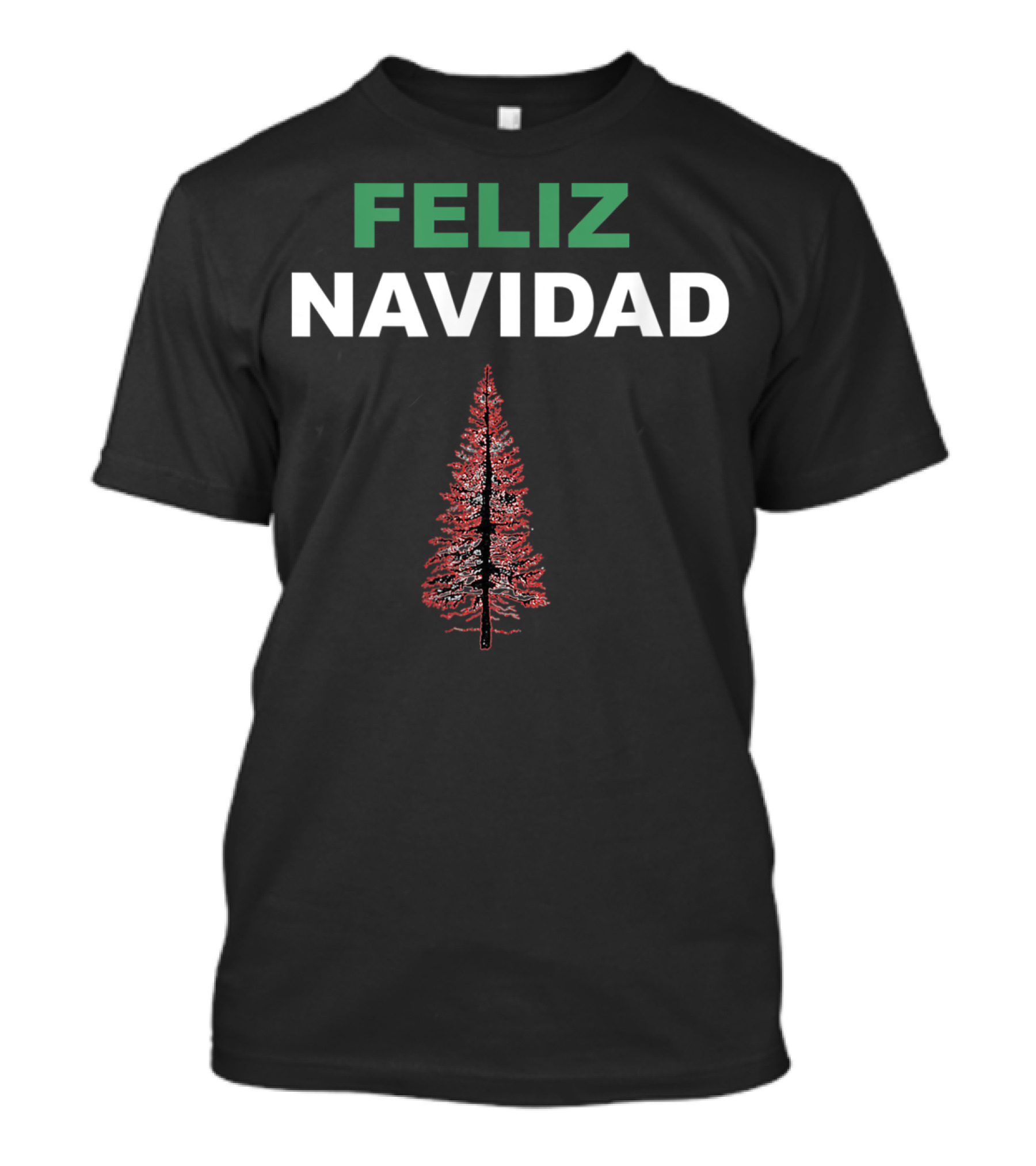 Feliz Navidad Christmas Celebration Mexican Red Tree T-Shirt