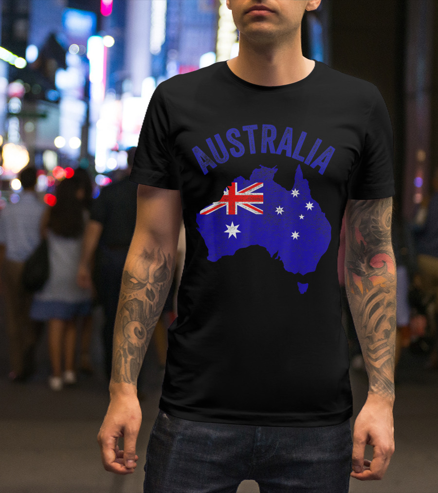 Australia Map Flag Design For Australia Day T-Shirt