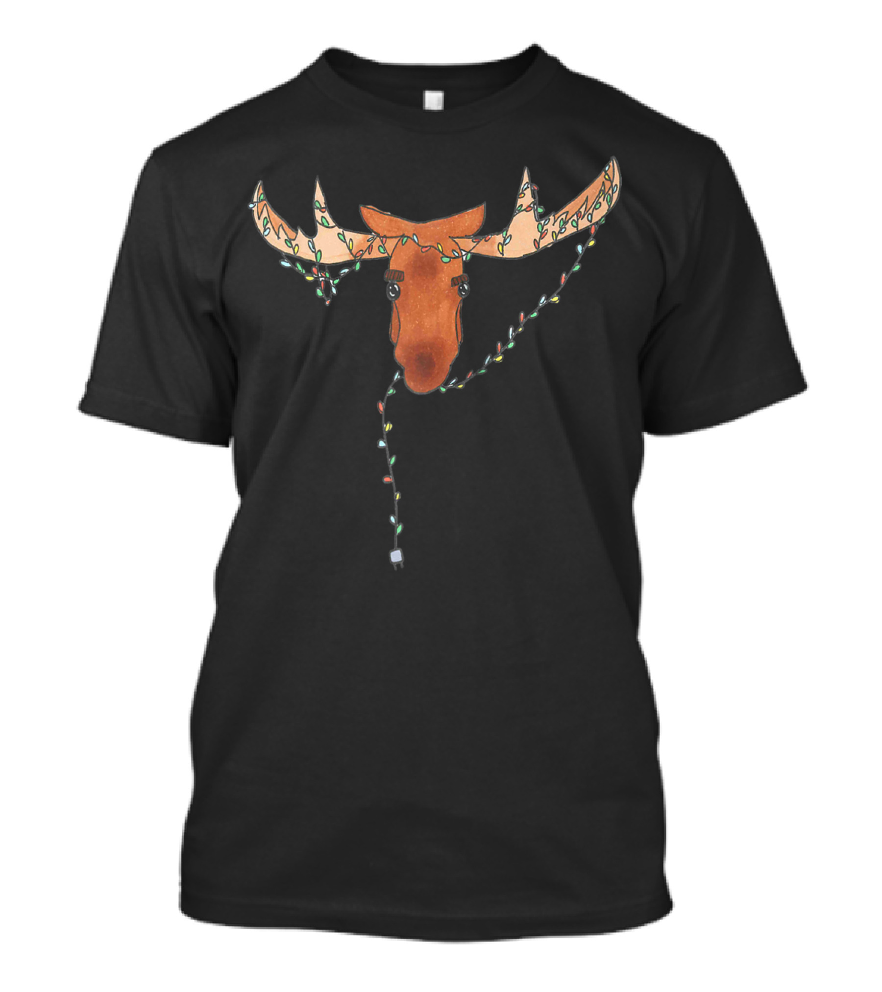 Christmas Moose With Colorful Holiday Lights T-Shirt
