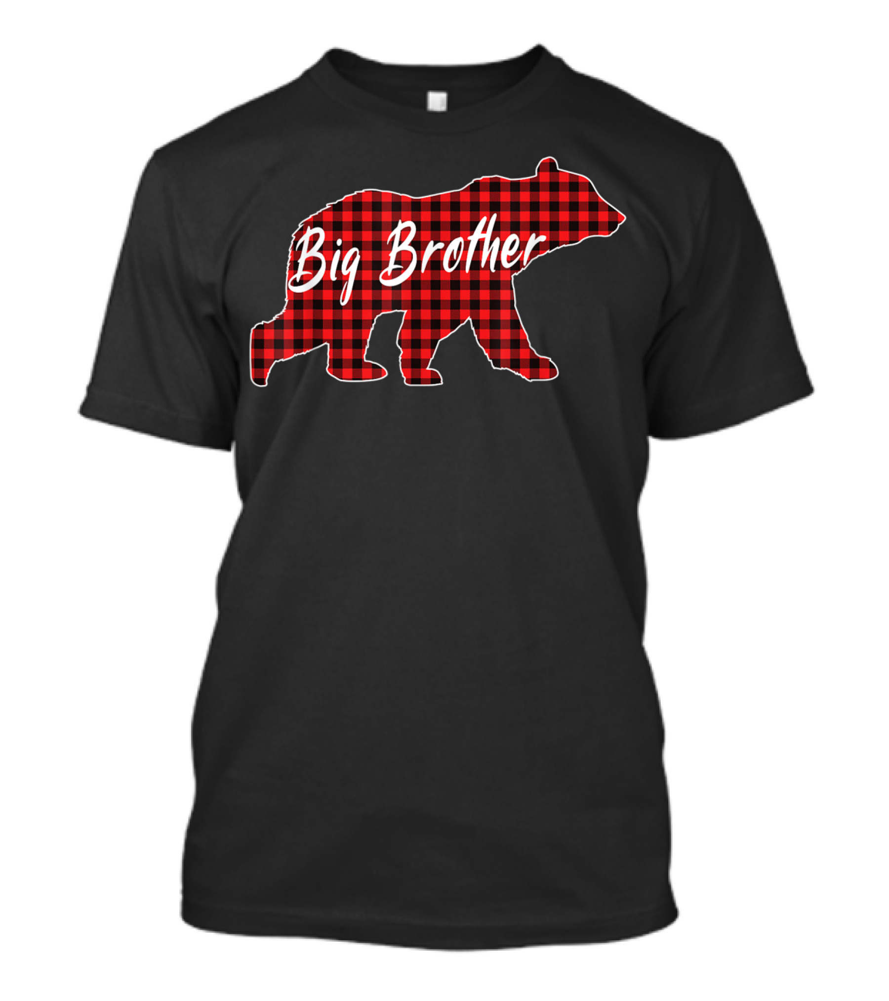 Big Brother Buffalo Plaid Bear Christmas Day T-Shirt