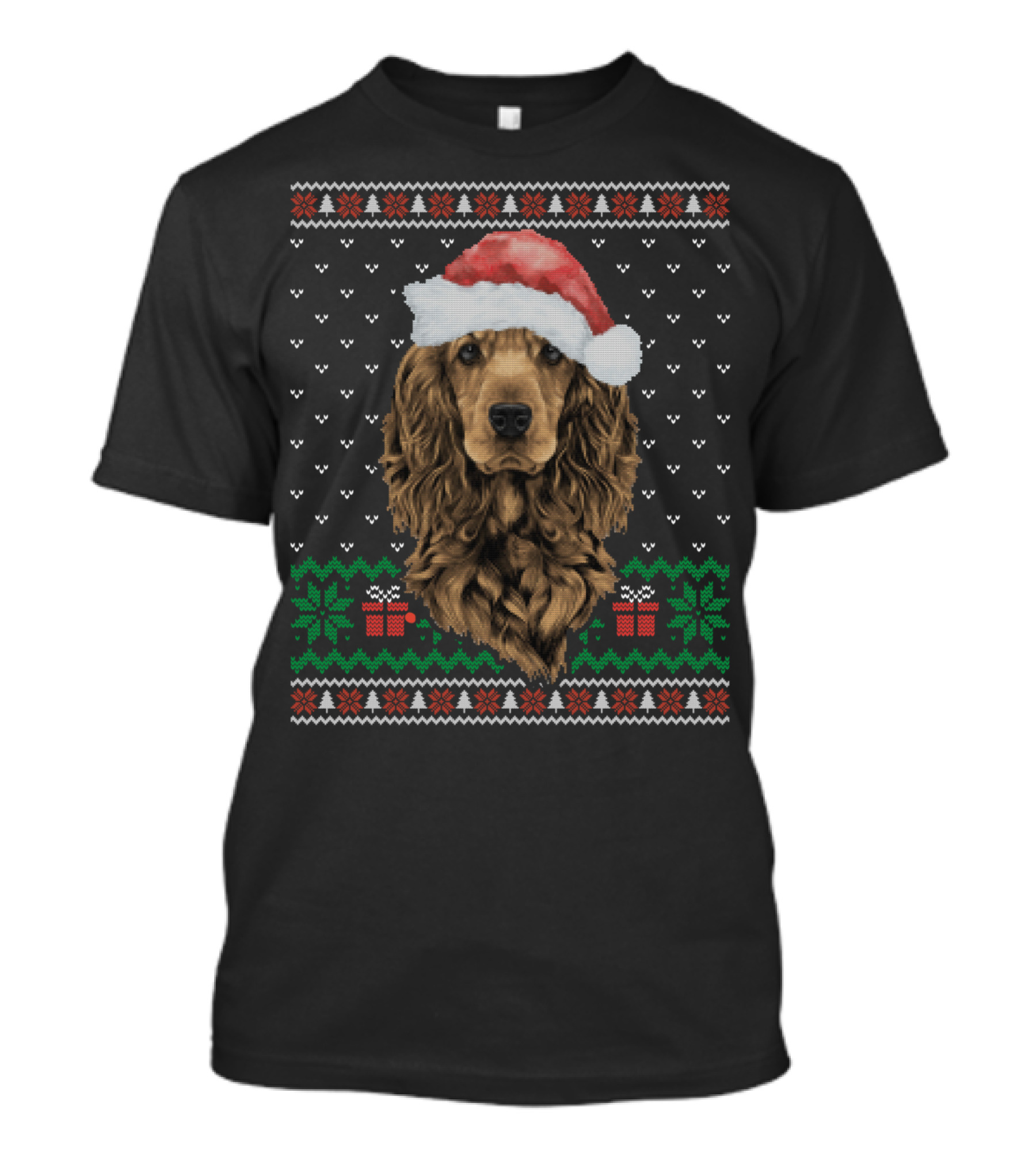Cocker Spaniel Santa Hat Ugly Christmas 76 T-Shirt