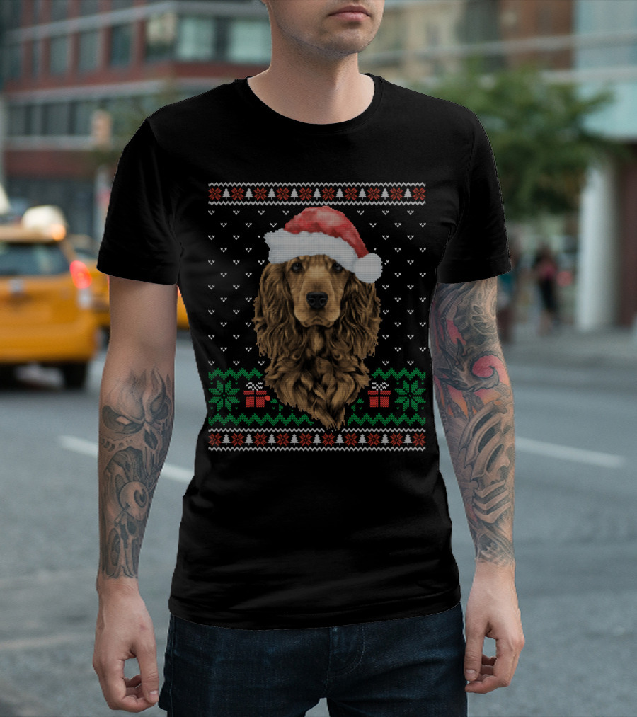 Cocker Spaniel Santa Hat Ugly Christmas 76 T-Shirt