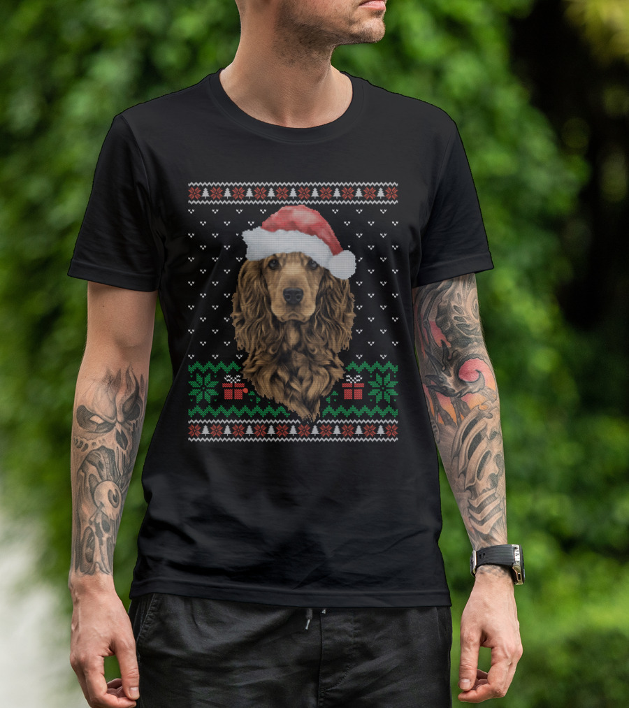 Cocker Spaniel Santa Hat Ugly Christmas 76 T-Shirt
