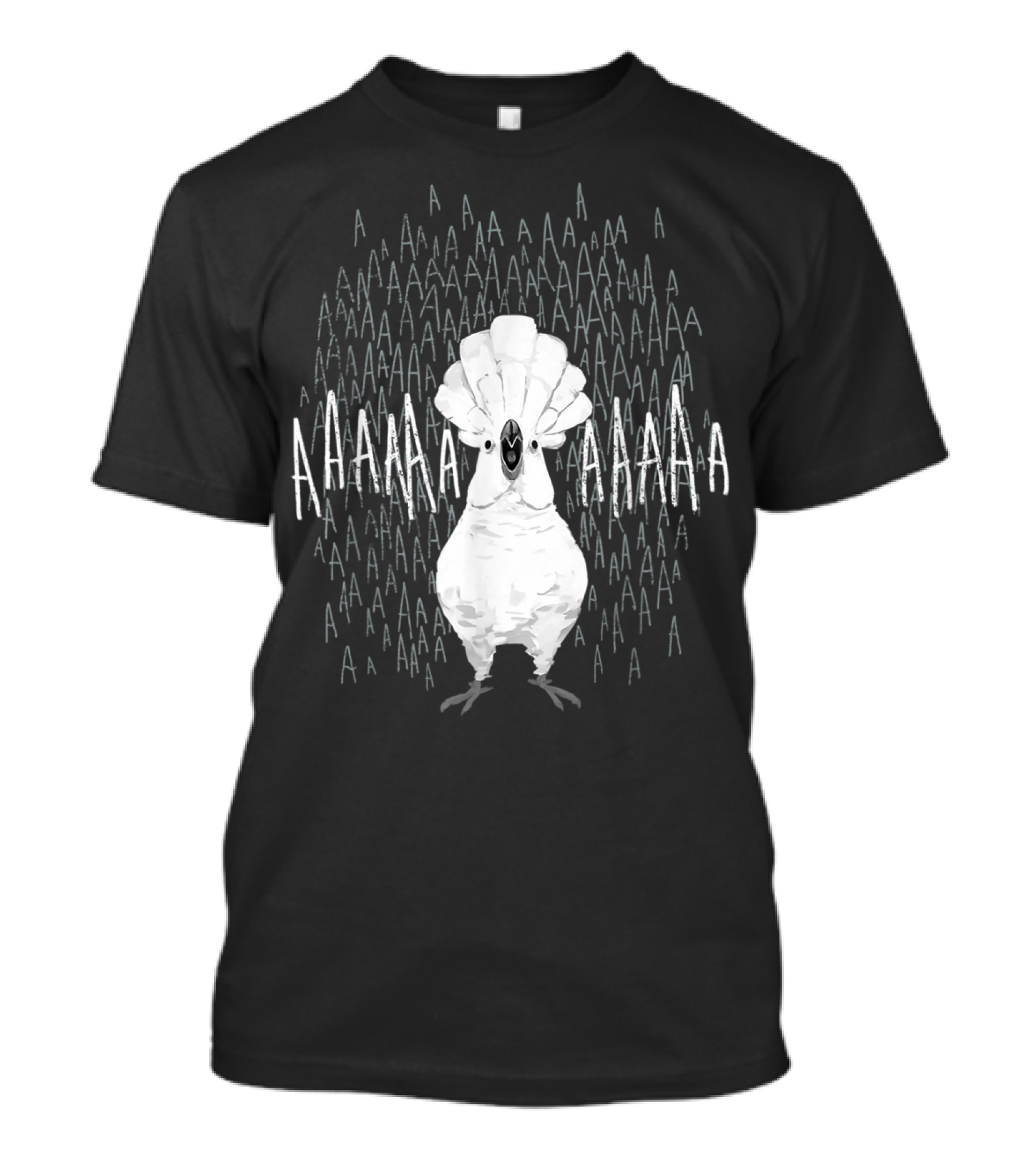 Crazy Screaming Ahaha Aaaaa Cockatoo Aaa Repeated Text T-Shirt