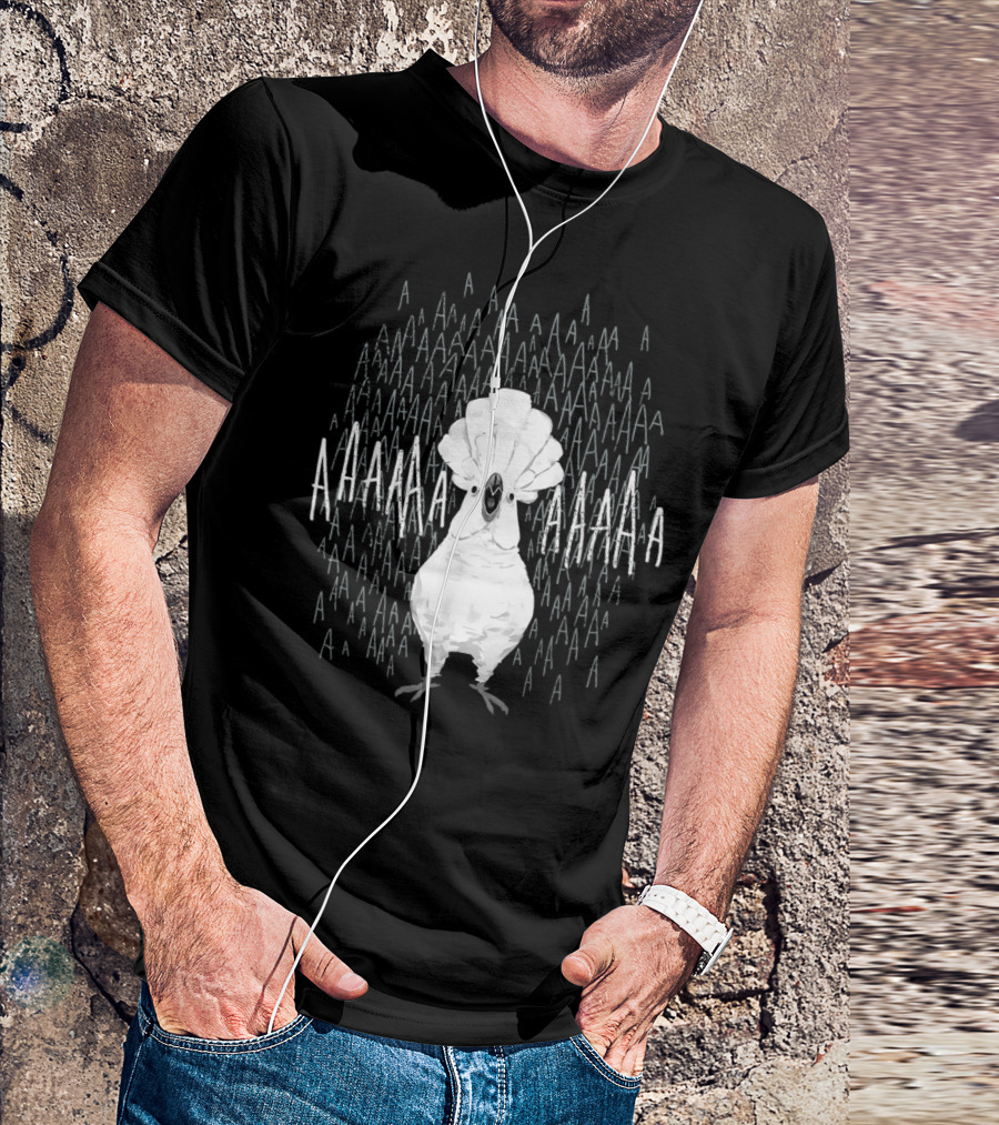 Crazy Screaming Ahaha Aaaaa Cockatoo Aaa Repeated Text T-Shirt