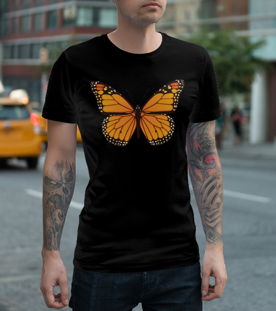 Monarch Butterfly Vibrant Orange And Black Wings T-Shirt