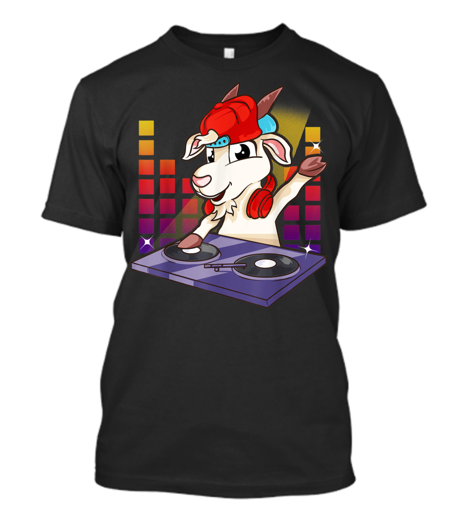 DJ Billy Goat Spinning Tunes With Headphones And Turntables T-Shirt