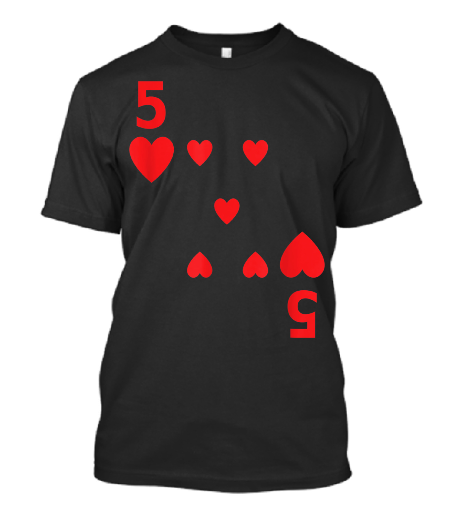 Five Of Hearts Playing Card Poker T-Shirt