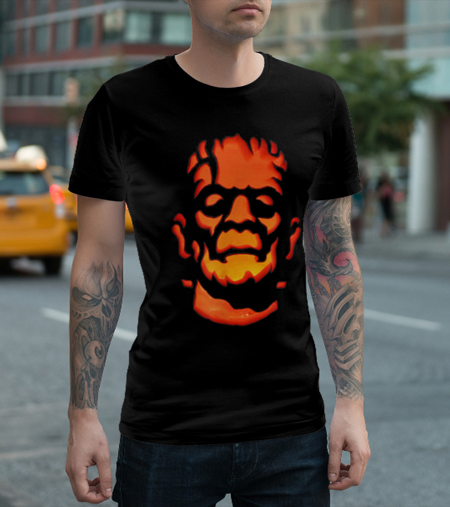 Frankenstein Pumpkin Carving Face Illuminated T-Shirt
