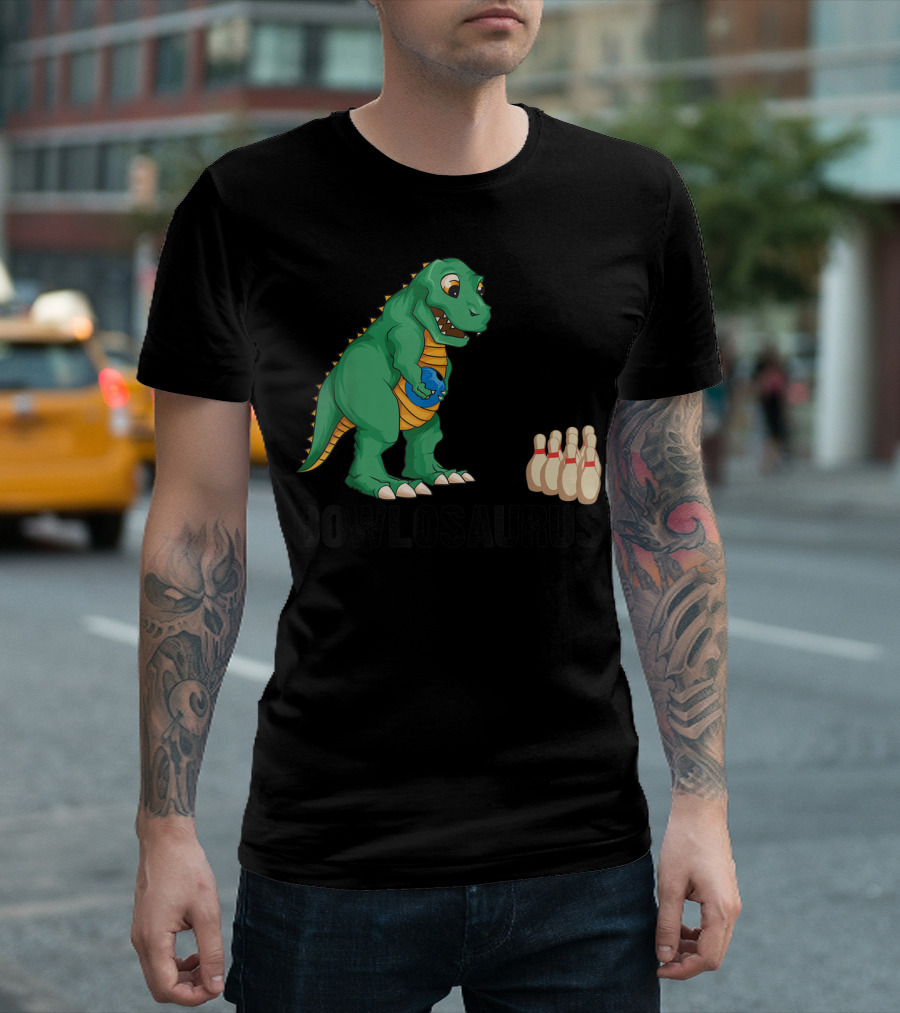 Bowlosaurus Funny Cool Dino Bowling Sports T-Shirt