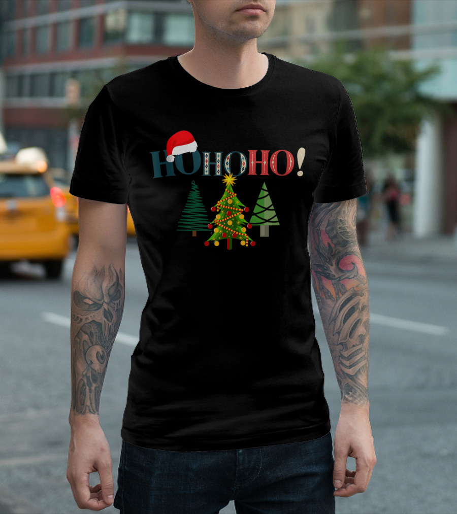 Ho Ho Ho Christmas Santa Hat Tree Holiday T-Shirt