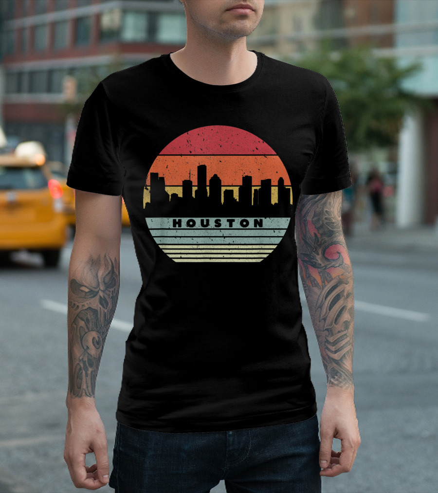 Houston Skyline Retro Souvenir USA T-Shirt