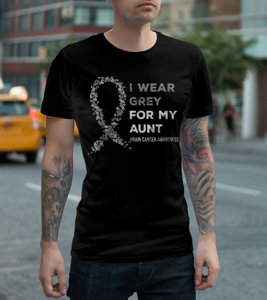 I Wear Grey For My Aunt Brain Cancer Awareness T-Shirt