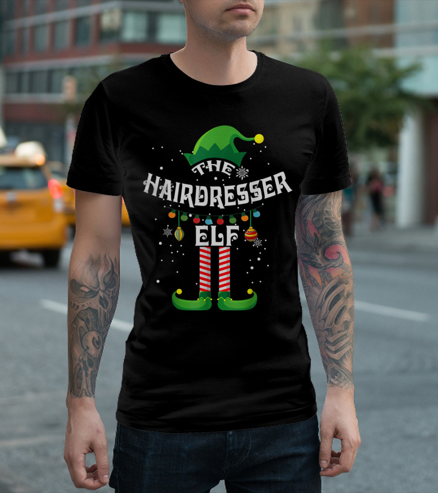 The Hairdresser Elf Christmas Costume Family Holiday T-Shirt