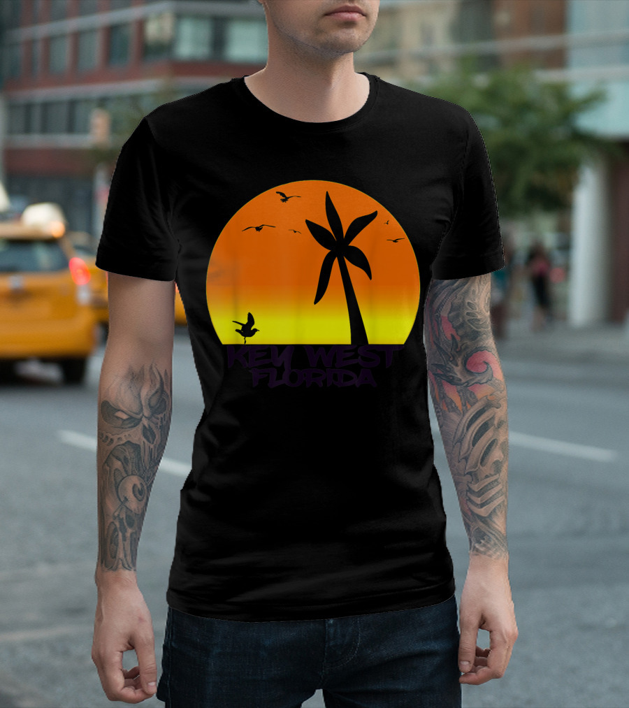 Key West Florida Sunset Palm Beach Vintage Surf T-Shirt