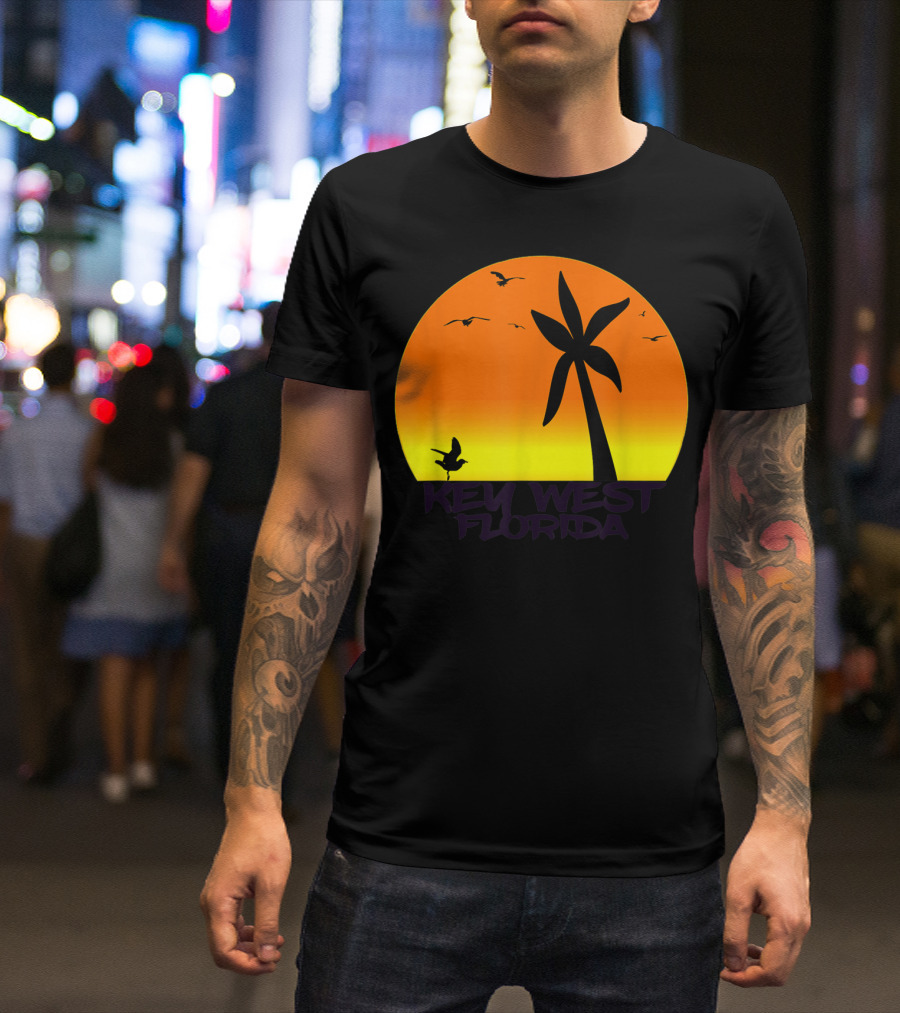 Key West Florida Sunset Palm Beach Vintage Surf T-Shirt