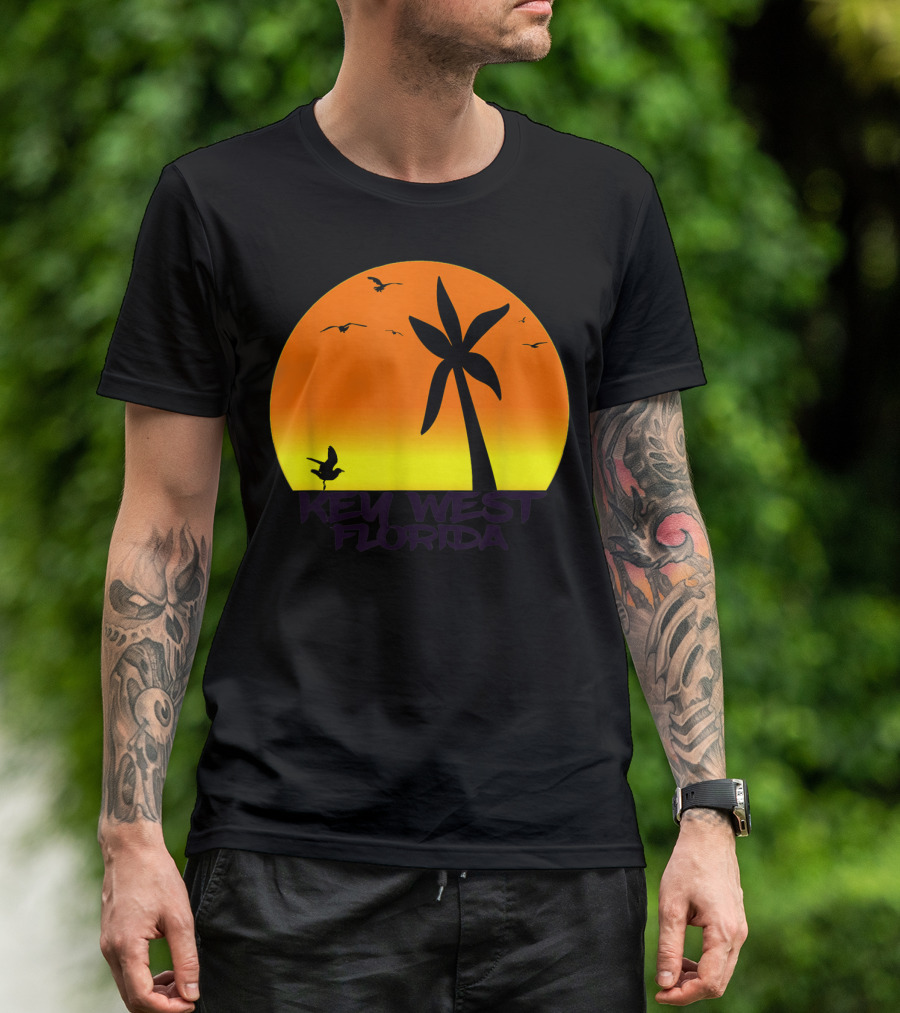 Key West Florida Sunset Palm Beach Vintage Surf T-Shirt