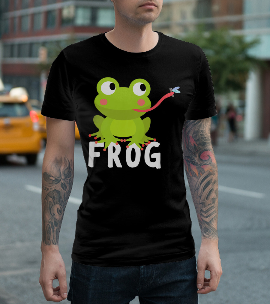 Kids Frog with Cute Green Frog and Fly T-Shirt