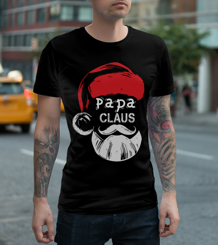 Papa Claus Christmas Grandpa Santa Hat Beard T-Shirt