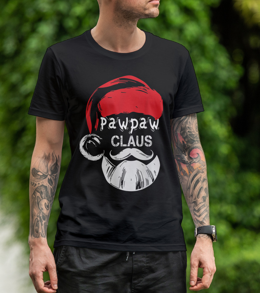 Pawpaw Claus Christmas Santa Grandpa Beard Hat T-Shirt