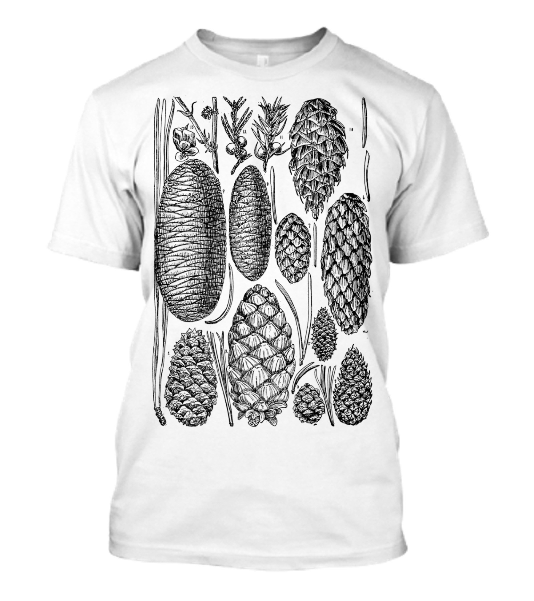 Pine Cone Vintage Botanical Monochrome Nature T-Shirt