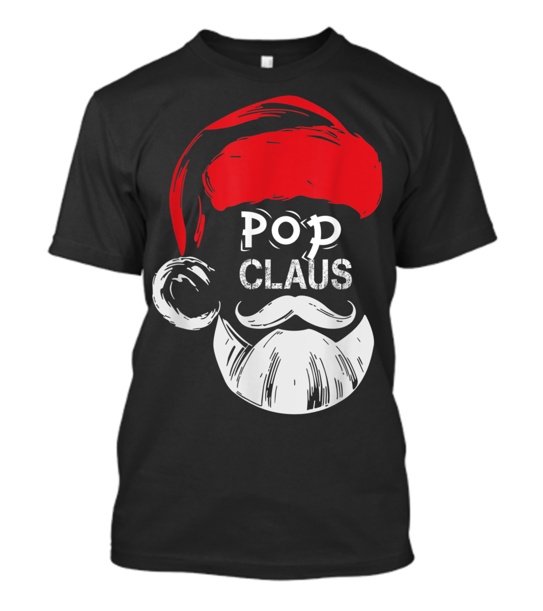 Pop Claus Christmas Grandpa Santa Beard Hat T-Shirt