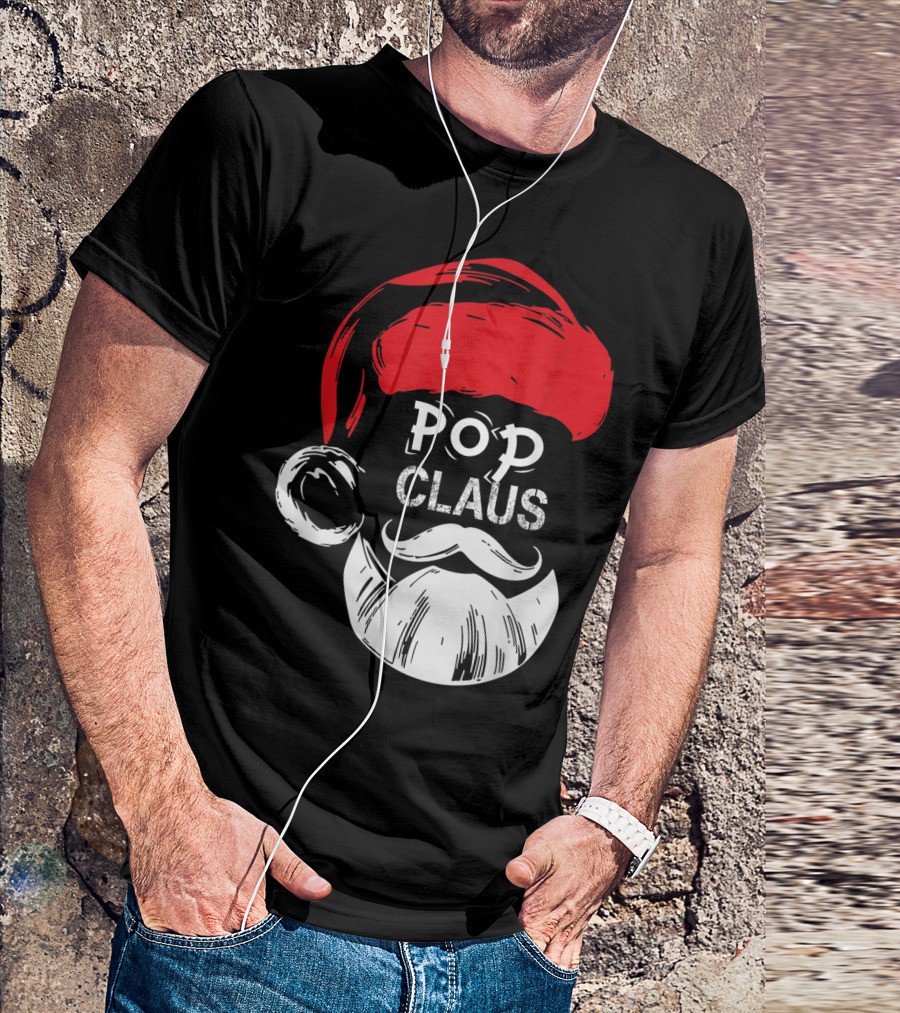 Pop Claus Christmas Grandpa Santa Beard Hat T-Shirt