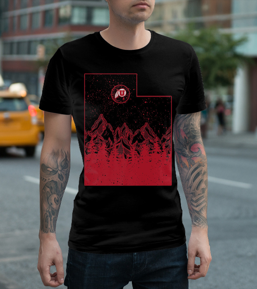Utah Utes Mountain State Red Mountains And Forest T-Shirt