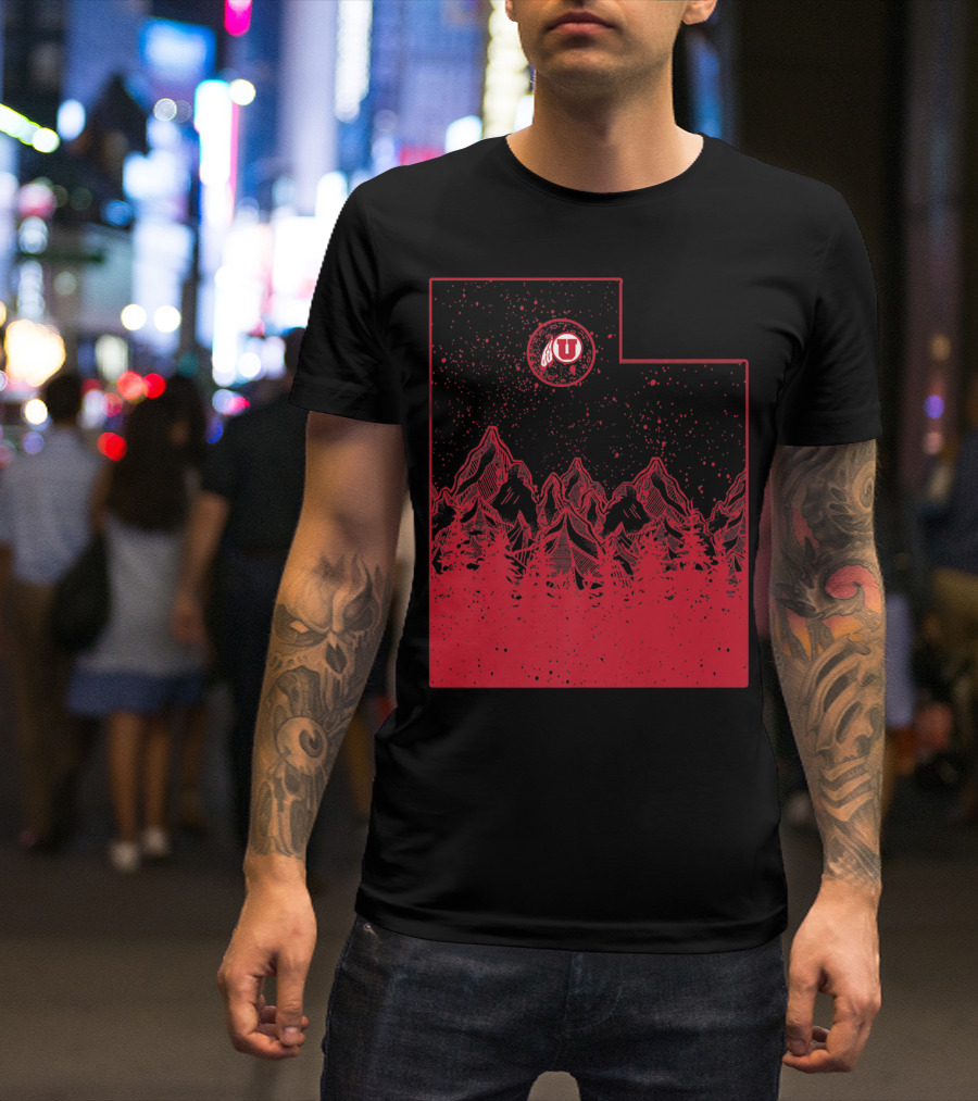 Utah Utes Mountain State Red Mountains And Forest T-Shirt