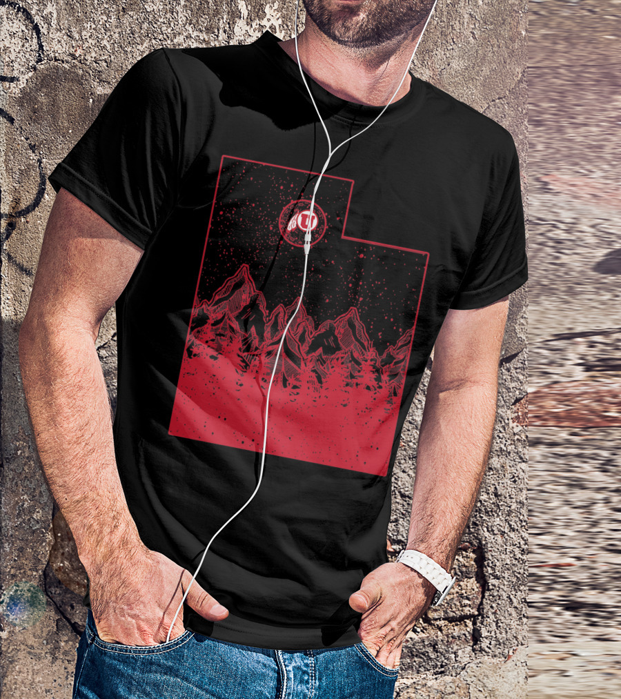 Utah Utes Mountain State Red Mountains And Forest T-Shirt