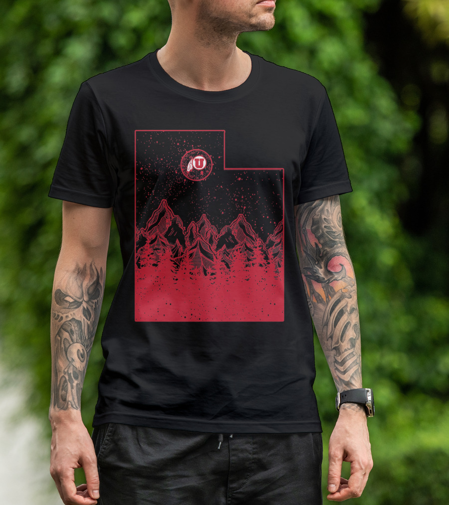 Utah Utes Mountain State Red Mountains And Forest T-Shirt