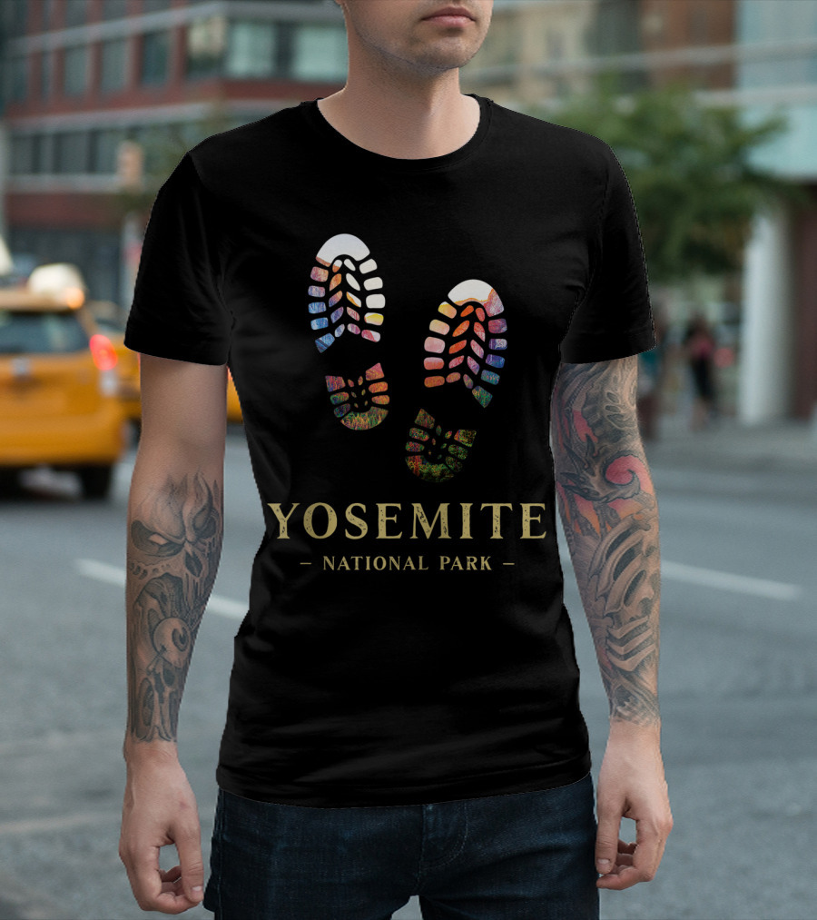 Yosemite National Park Boot Print Hike Hiking Mountains T-Shirt