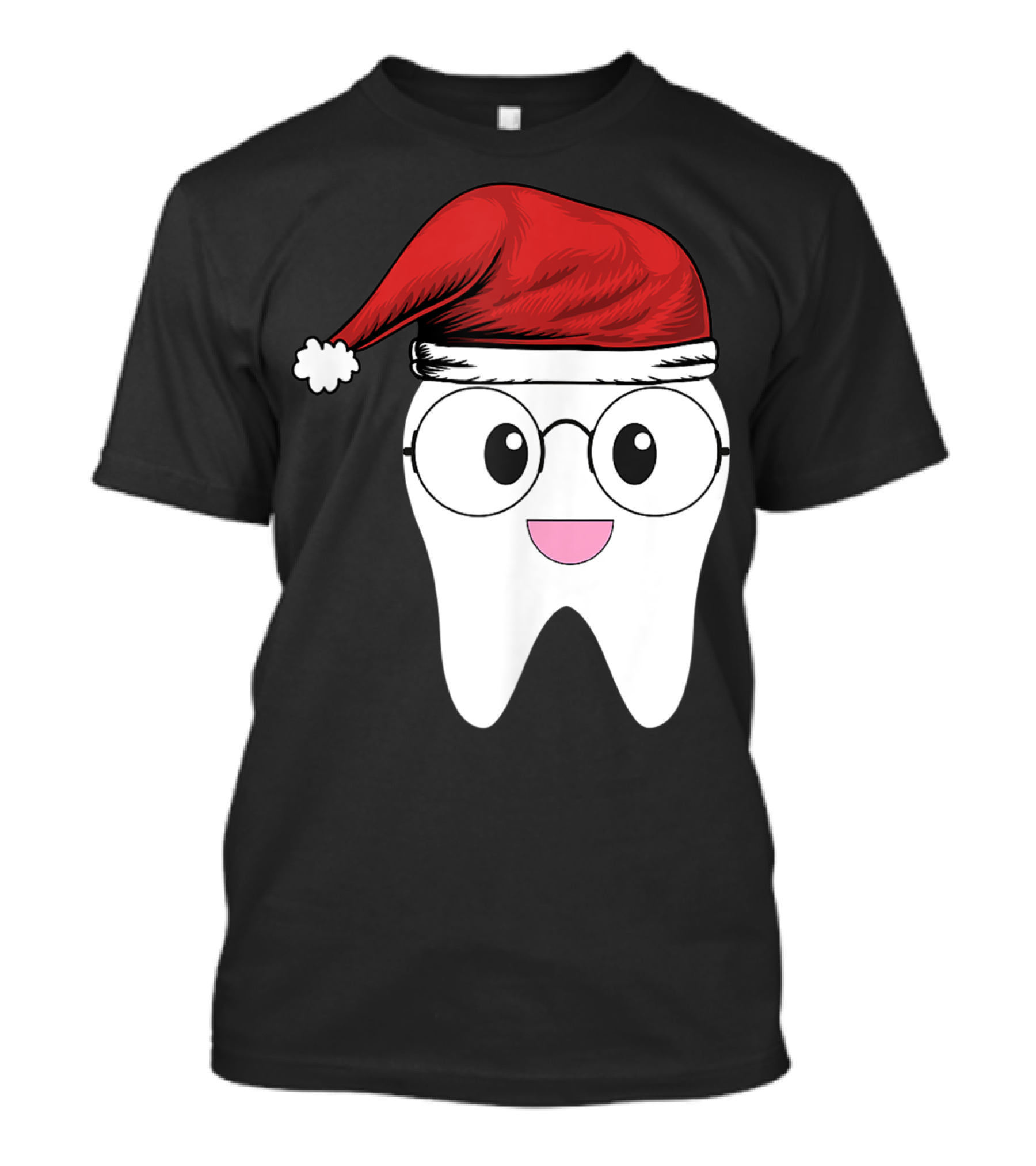 Funny White Tooth Dentist Christmas Santa Hat Dentistry T-Shirt