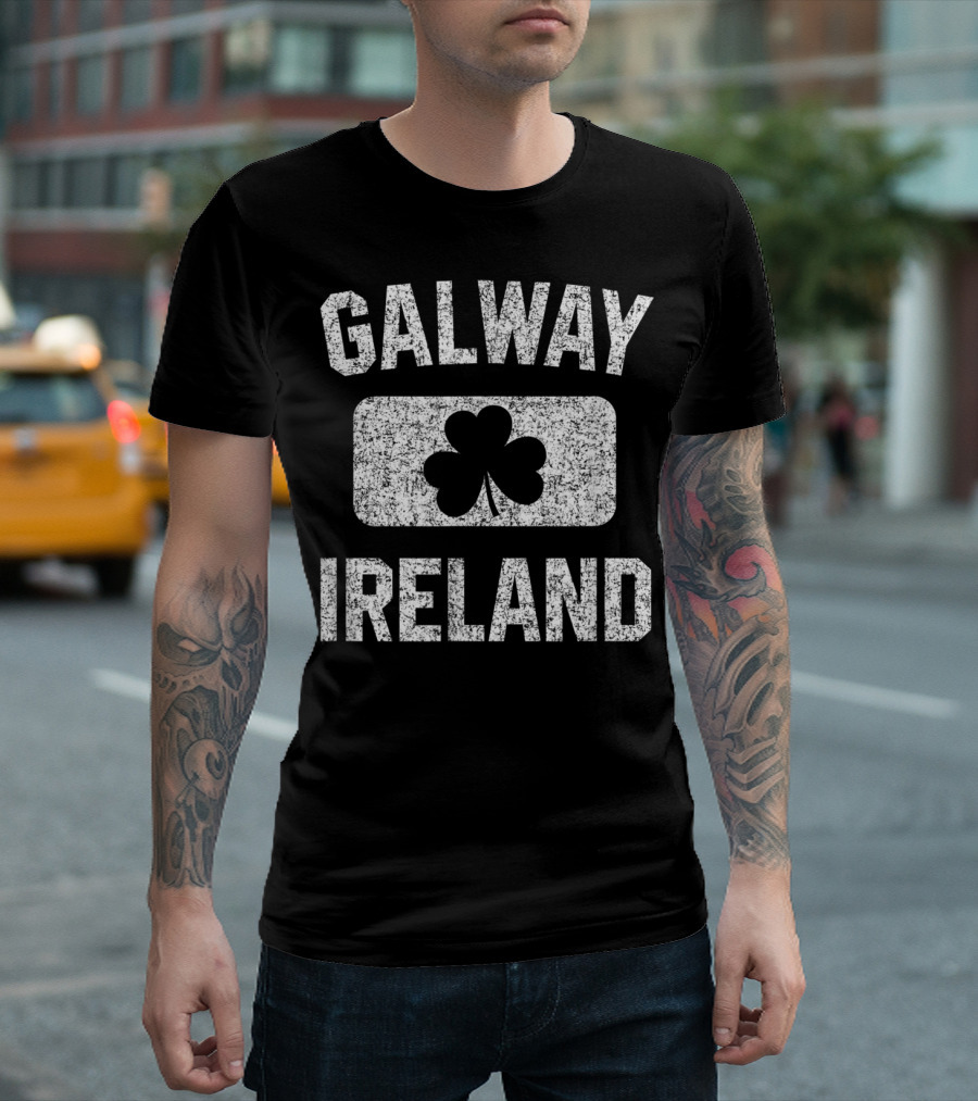 Galway Ireland Distressed Shamrock Gym T-Shirt