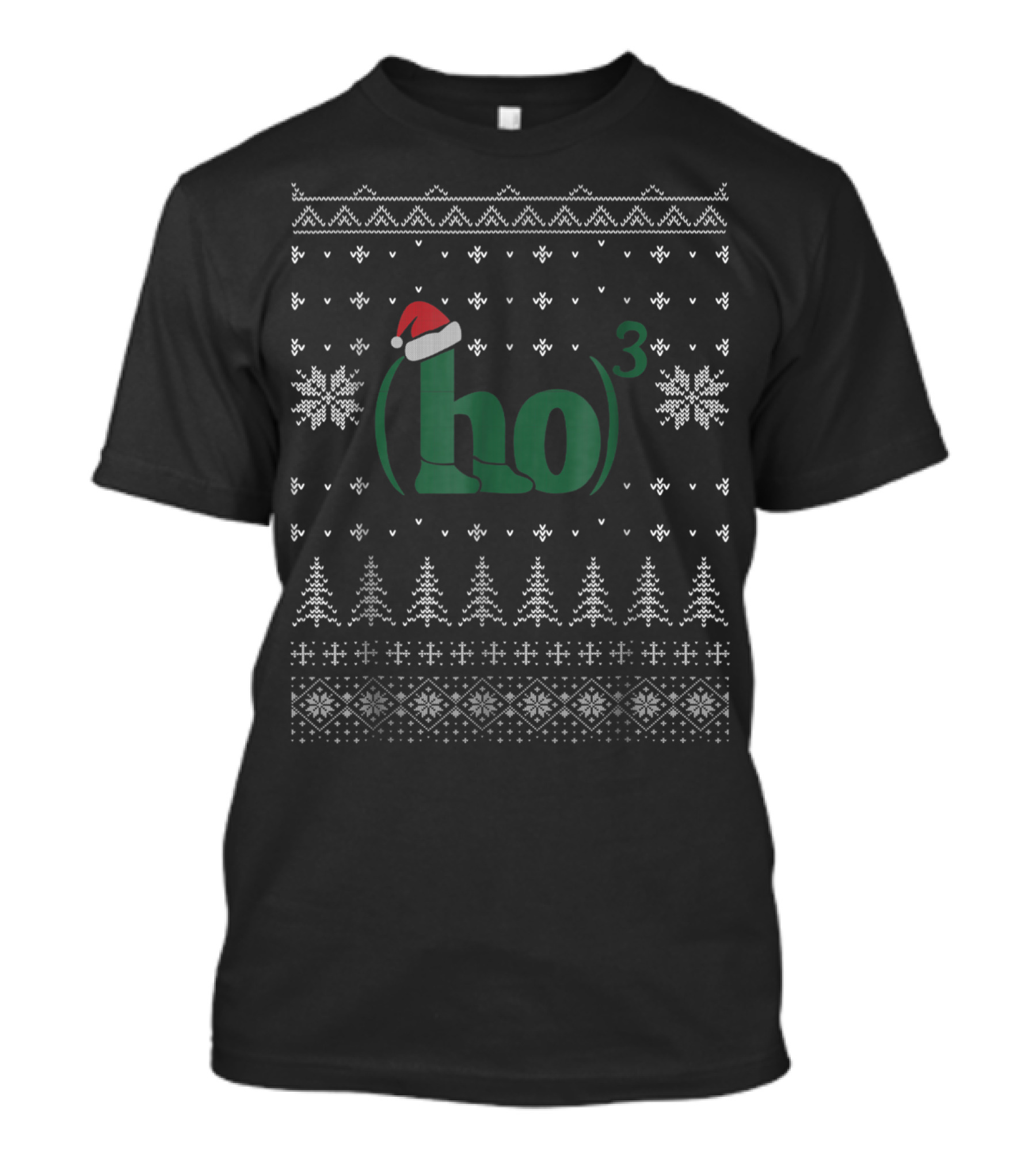 Ho Cubed Christmas Holiday Math Snowflakes And Santa Hat T-Shirt