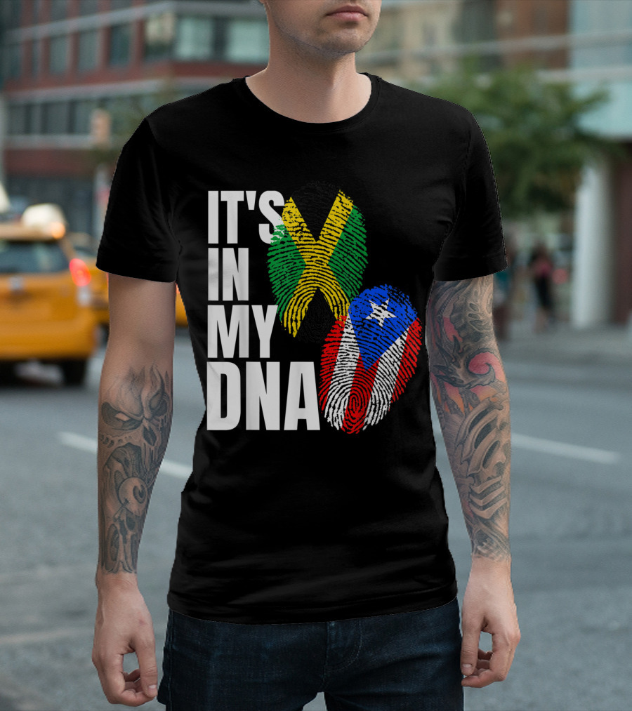 It's In My DNA Jamaican And Puerto Rican Flags T-Shirt