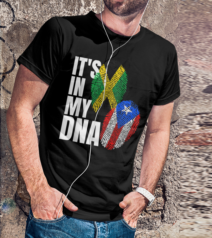 It's In My DNA Jamaican And Puerto Rican Flags T-Shirt
