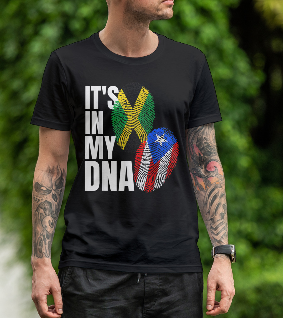 It's In My DNA Jamaican And Puerto Rican Flags T-Shirt