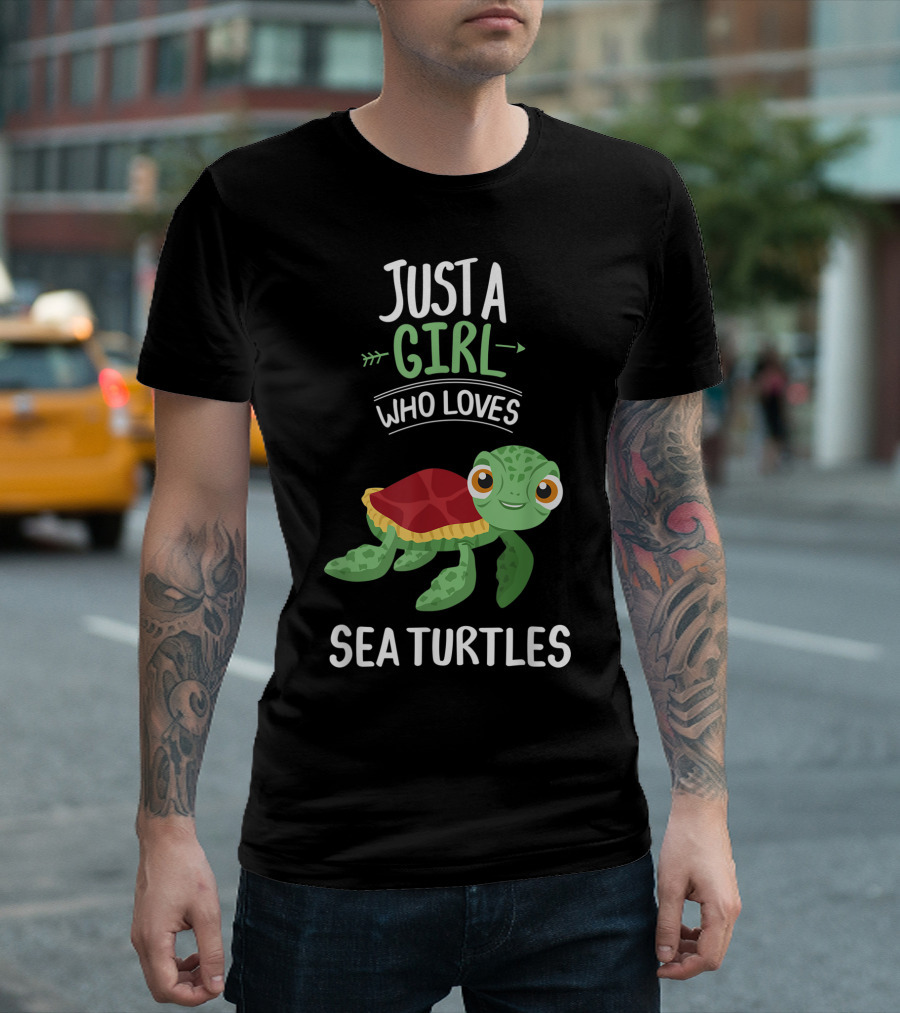 Just A Girl Who Loves Sea Turtles Cute Cartoon Character T-Shirt