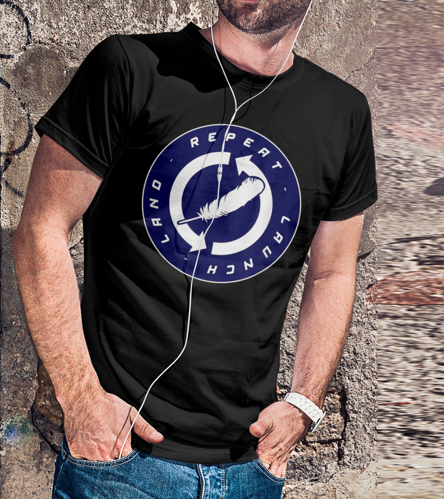 Repeat Launch Land Blue Origin Rocket Feather T-Shirt