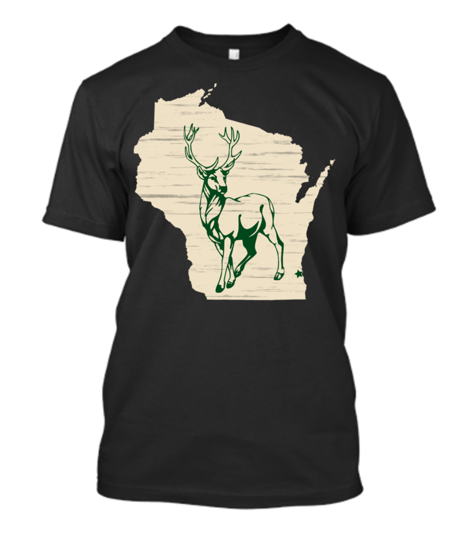 Milwaukee Wisconsin Green Deer Over State Silhouette Star T-Shirt