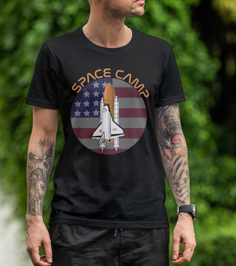 Space Camp NASA American Flag Challenger Shuttle T-Shirt