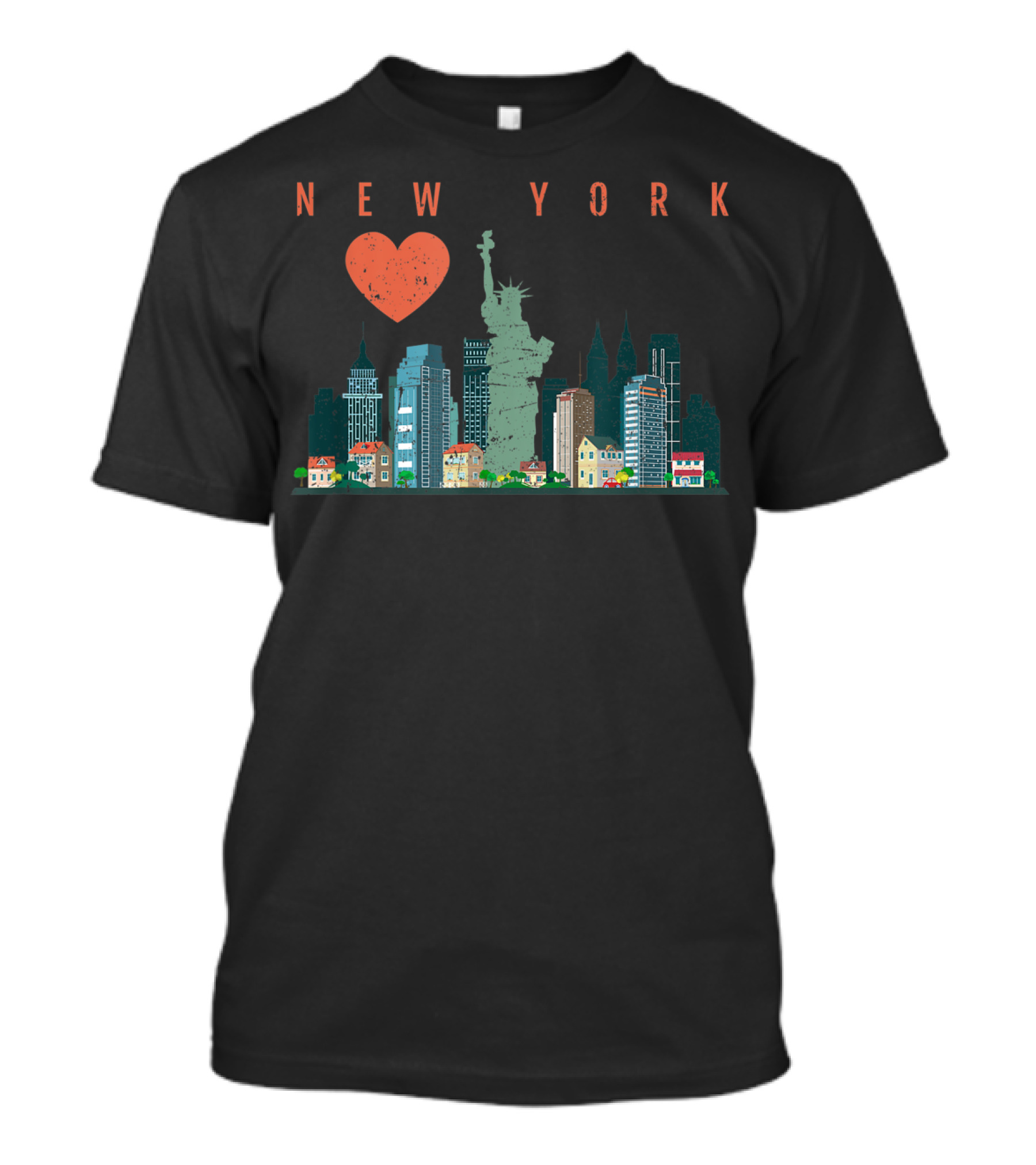 New York Heart Statue Of Liberty Skyline T-Shirt